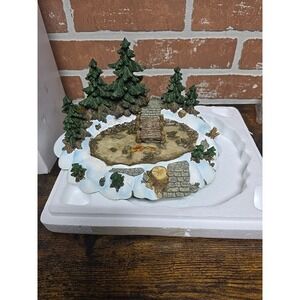 Dept 56 Dickens' Village Series Pine Point Pond Trees Koi Bridge Collection